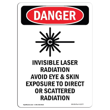 OSHA Danger Sign, Invisible Laser Radiation, 18in X 12in Decal